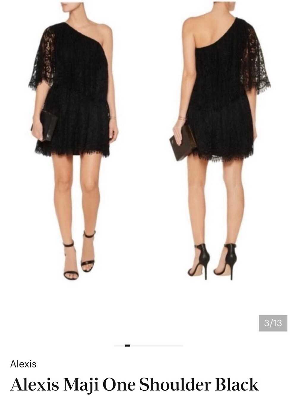 Alexis Black One-Shoulder Lace Mini Dress $498